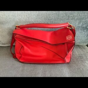 Loewe Large Red Puzzle Bag